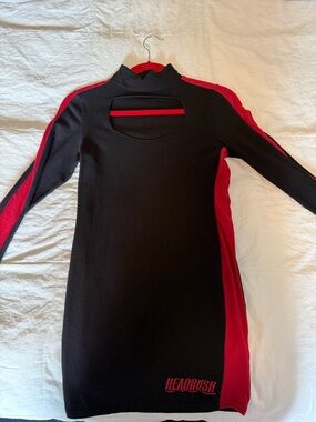 Headrush Black & Red Mini Dress with Cutout Detail